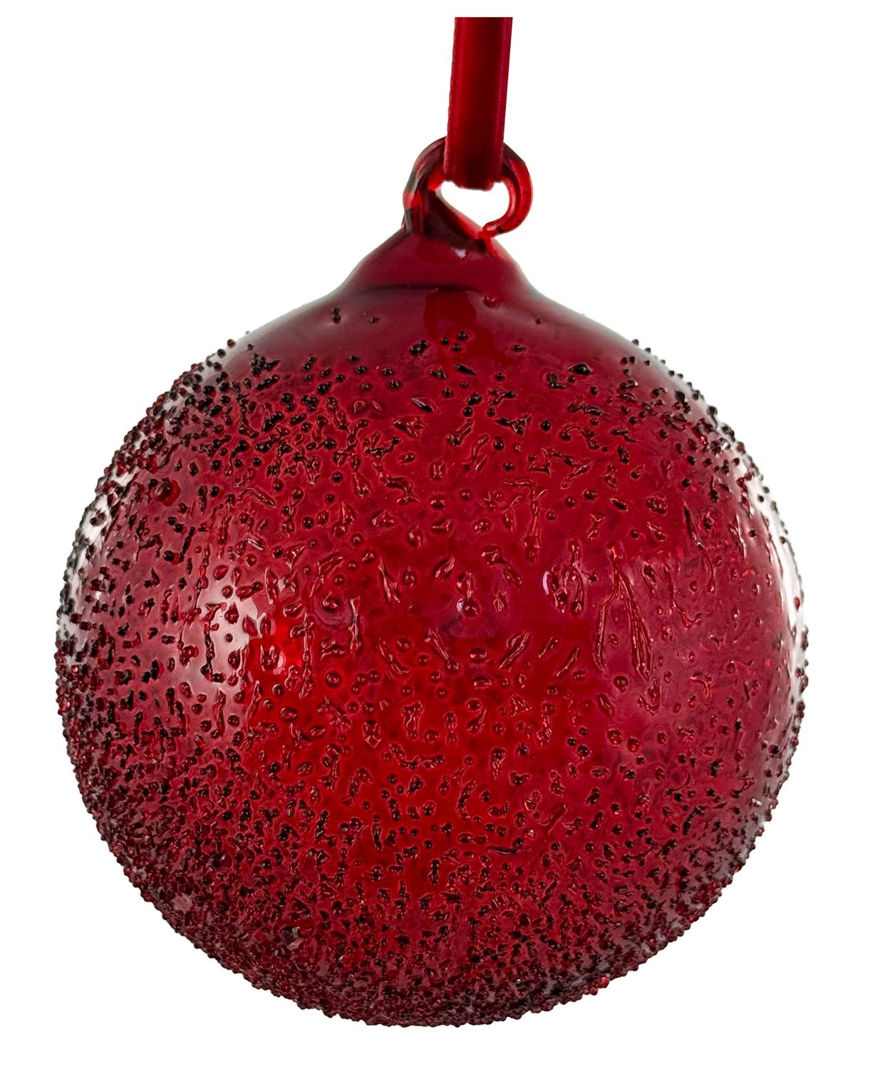 Bola de vidro fosca vermelha transparente 8cm
