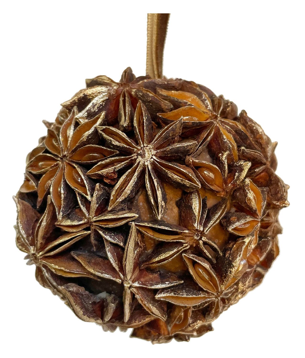 Bola de anis estrelado dourada 8cm