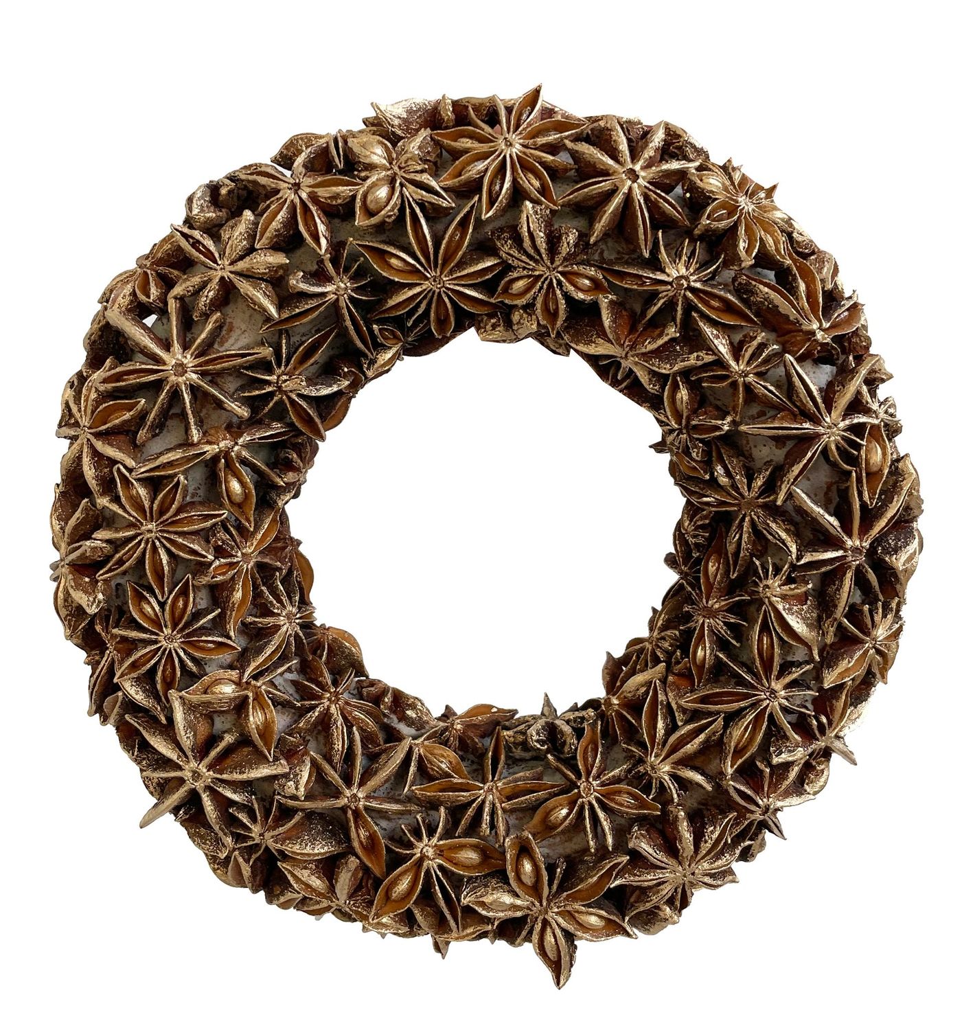 Grinalda de anis estrelado dourada 17cm