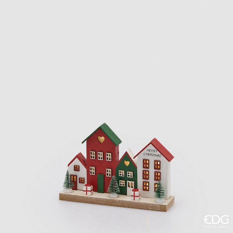 Diorama paisagem casinhas LED - Vermelho mix