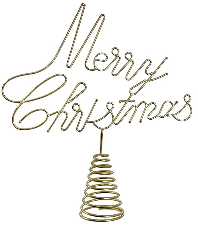 Topo de árvore em arame "Merry Christmas" dourado 29cm