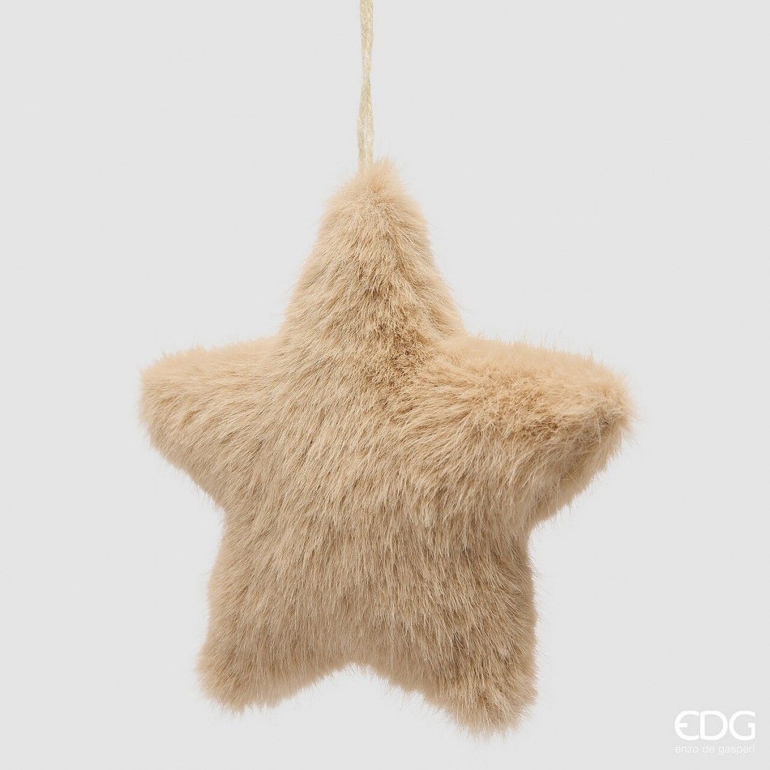 Enfeite estrela peluda 15cm - Areia