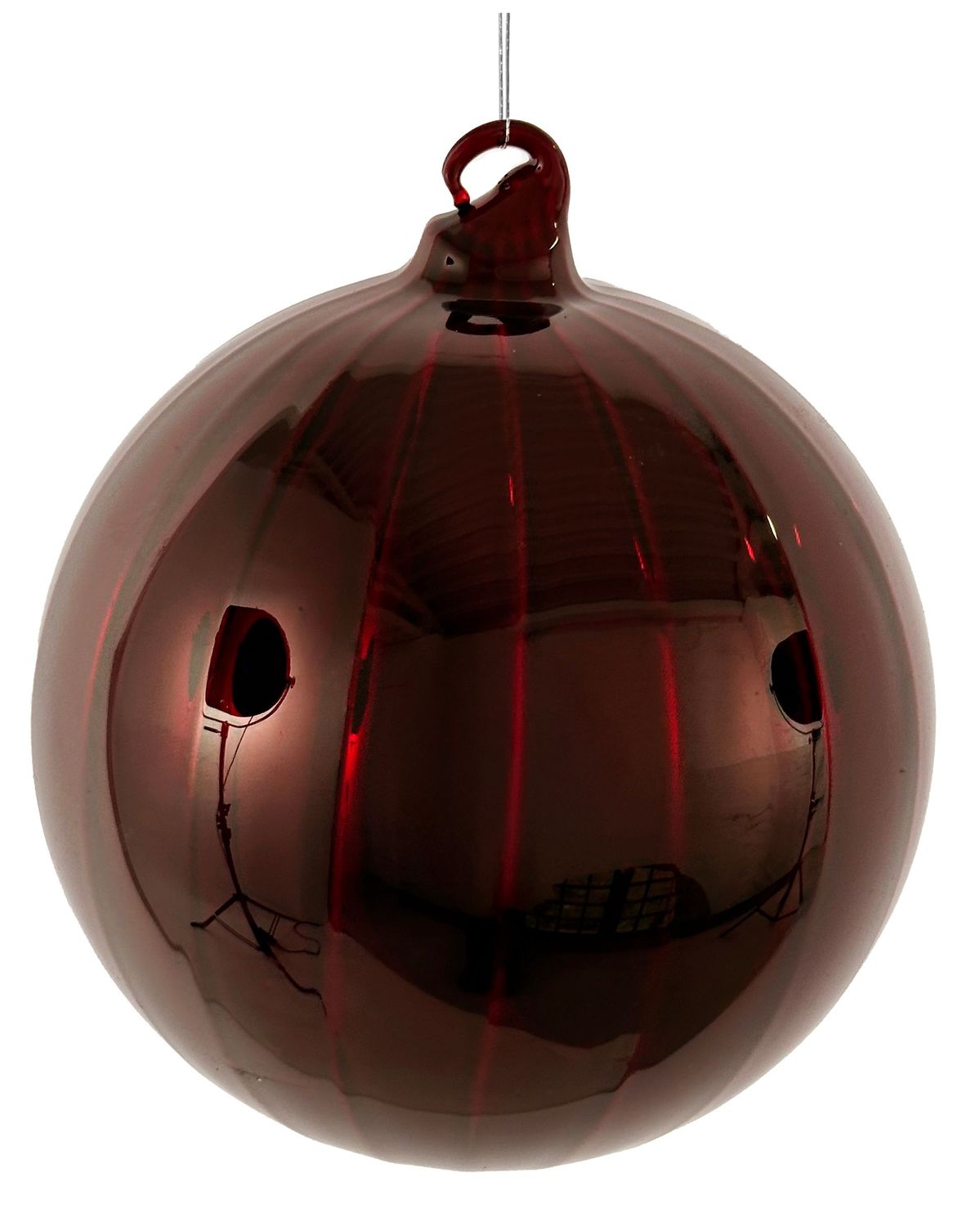 Bola de vidro LINES vermelho escuro brilhante 12cm