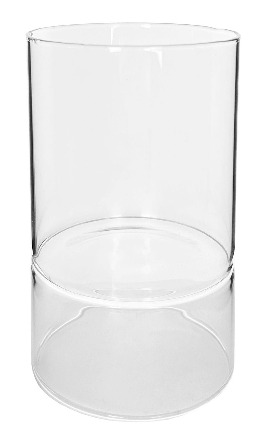 Jarra cilíndrica de vidro dupla face transparente 9x15cm