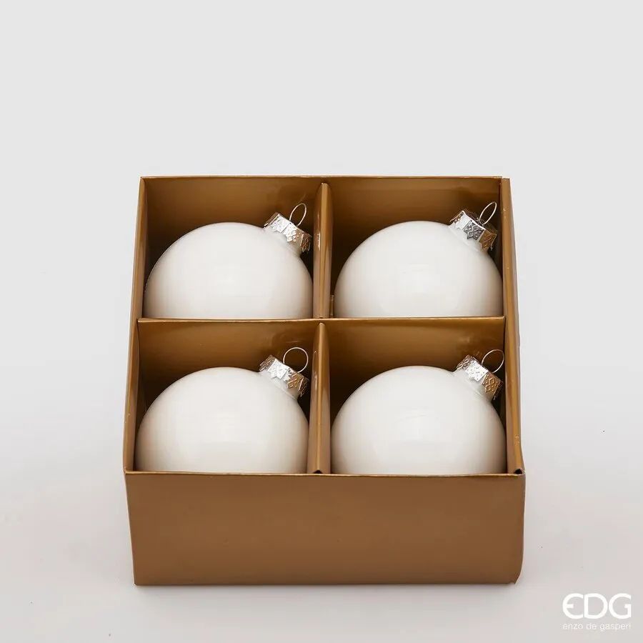 Bola de vidro D08, caixa com 4 unid. - Branco