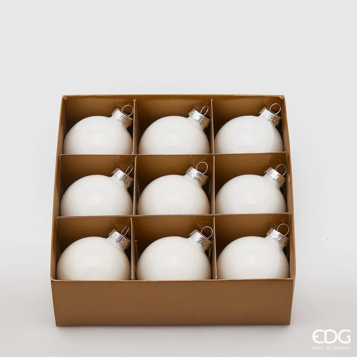Bola de vidro D06, caixa com 9 unid. - Branco