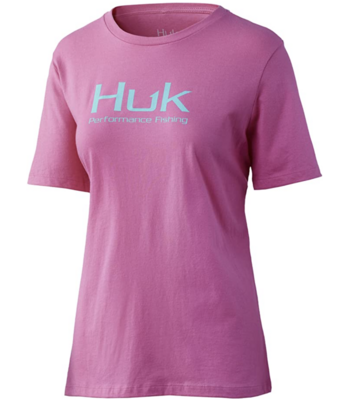 HUK Women's Fishing Crew Tee - Salmon Pink - XS