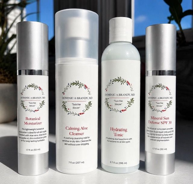 BASIC SKINCARE BUNDLE from Dominic A Brandy, MD Toxin-Free Skincare, showing the products included