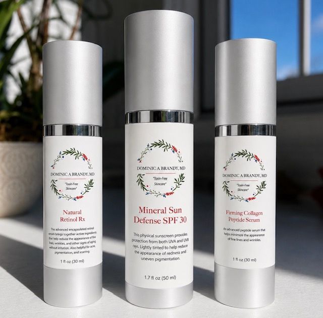 WRINKLE REDUCTION BUNDLE from Dominic A Brandy, MD Toxin-Free Skincare, showing the products includ…