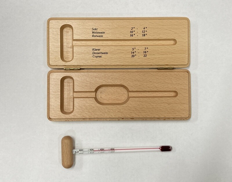 Weinthermometer in Holzbox