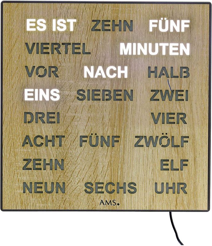 digitale Wortuhr LED-Anzeige 28 x 28 cm