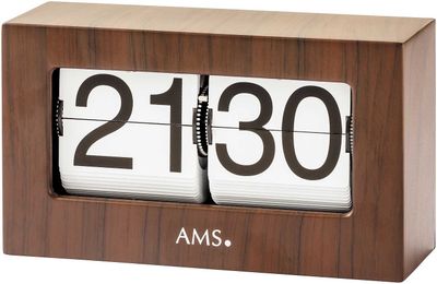 Tischuhr modern Metallgehäuse mit Nussbaumdekor