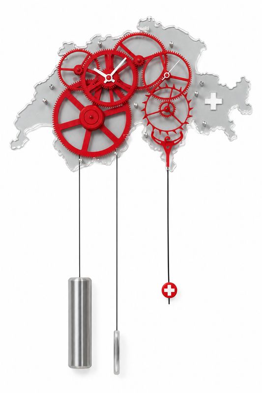 Mechanische Wanduhr mit Pendel "Schweiz"