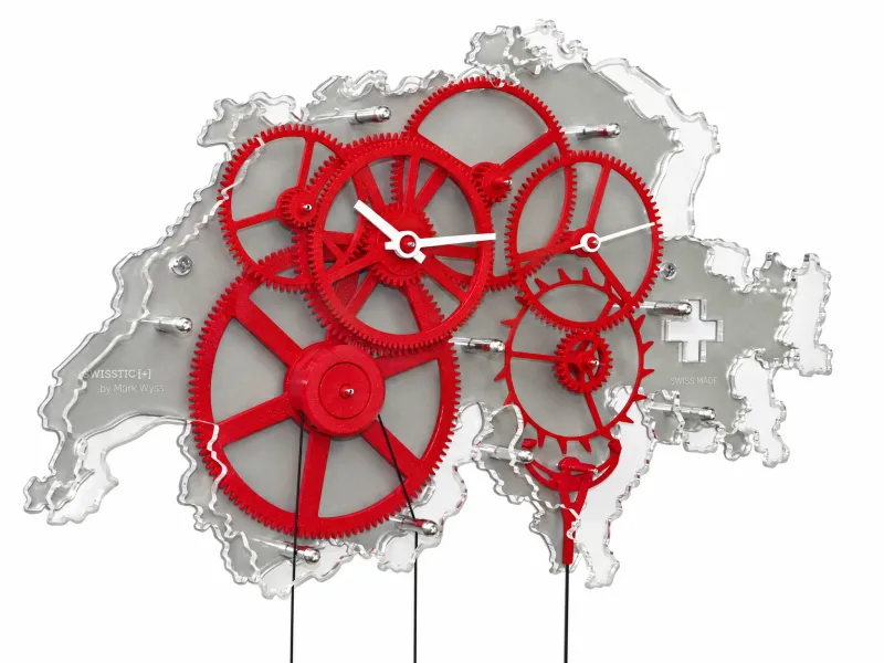 Mechanische Wanduhr mit Pendel "Schweiz"