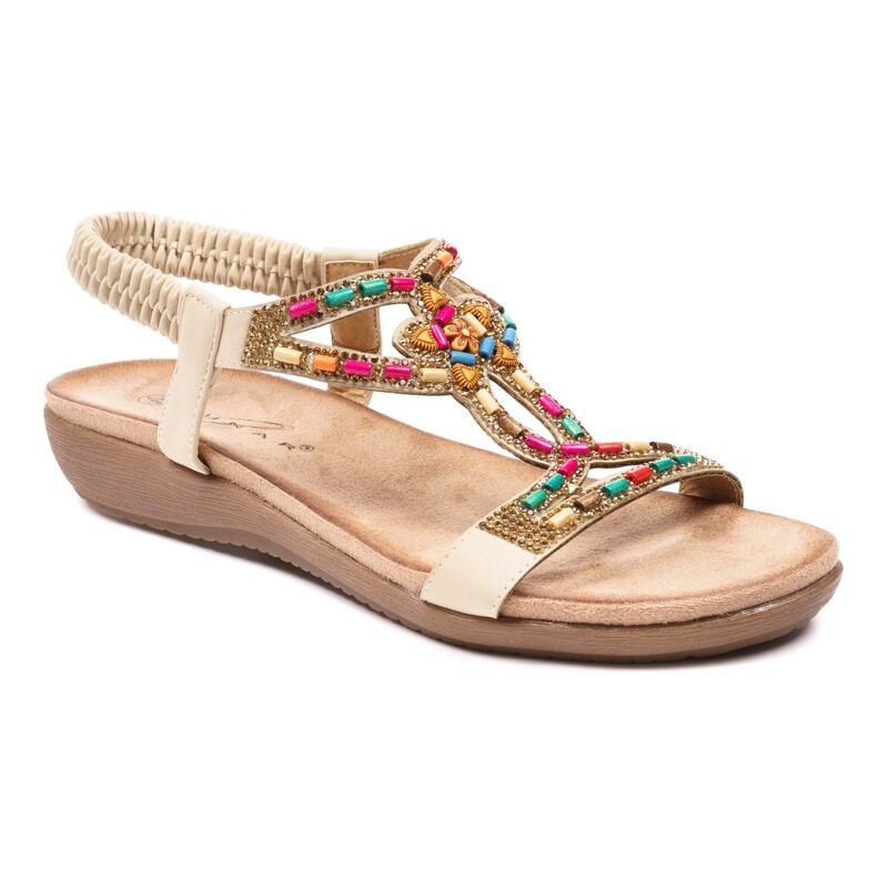 Women's Beige Marilla Beaded Sandal