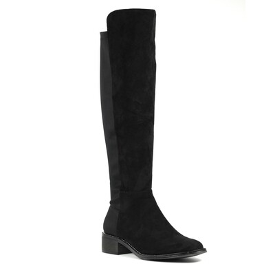 Women's Black Georgette Long Boot
