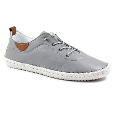 Women's Grey St Ives Leather Plimsoll