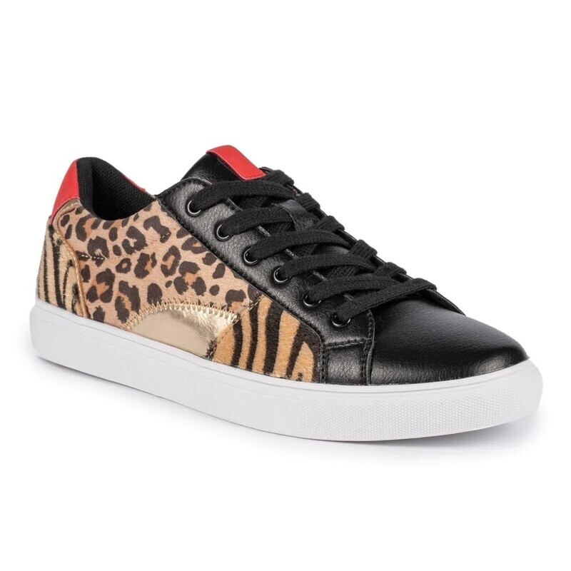Women's Black Charlize II Animal Print Trainer Shoe