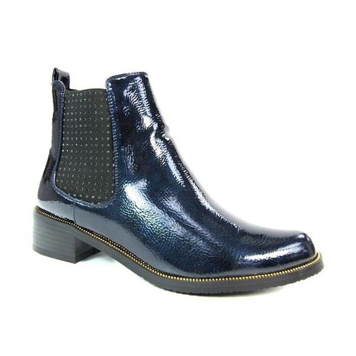 Women's Navy Mixer Zip Up Ankle Boot