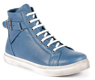 Women's Blue Jemma Mid Leather Ankle Boot