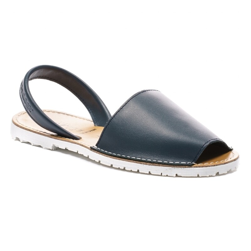 Women's Navy Menorca Leather Mule