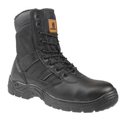 Unisex Black Fur Lined Steel Toe Hi Boot With A YKK Zip, Anti Slip, Antistatic and Oil Resistant Sole