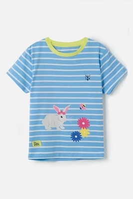 Girl's Blue Stripe Bunny Causeway T-Shirt