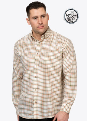 Men's Cream Gerard Long Sleeve Check Shirt