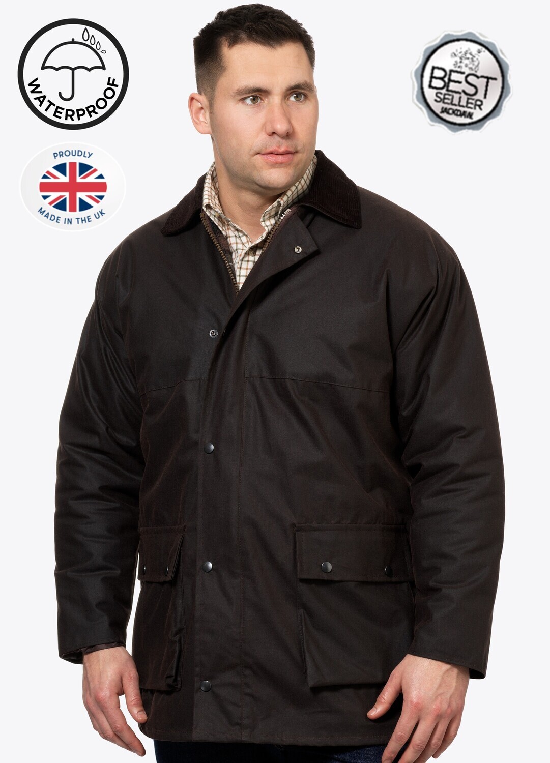 Men's Brown Windsor Wax Waterproof Jacket, Size: Small