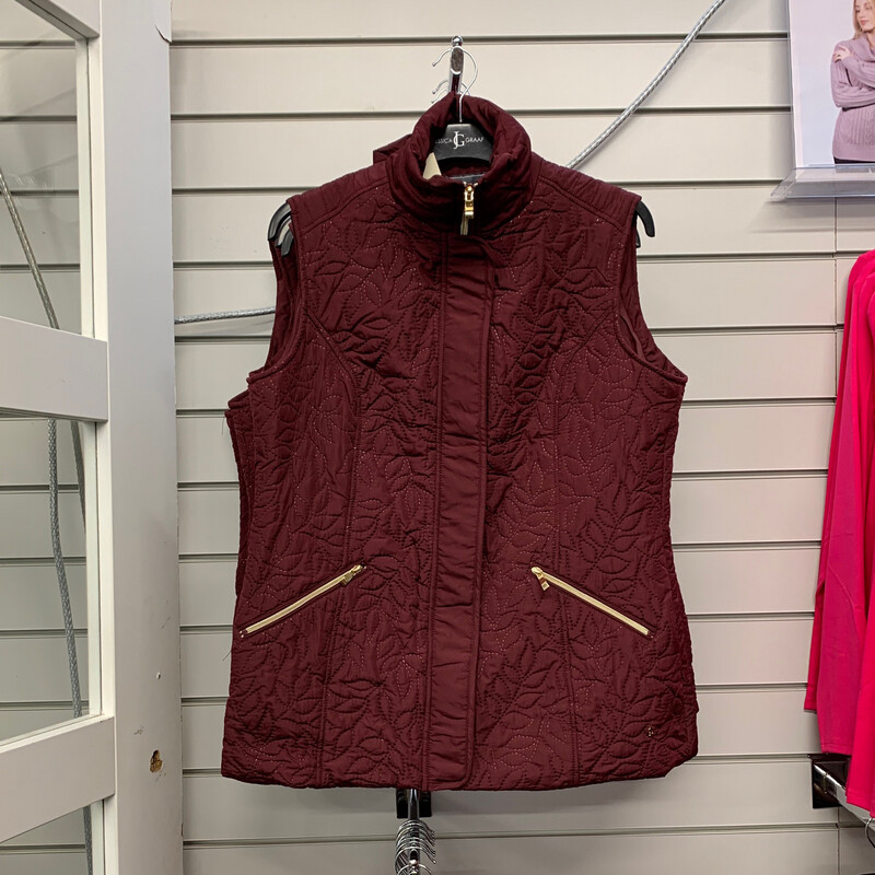 Women's Burgundy Embossed Quilt Gilet
