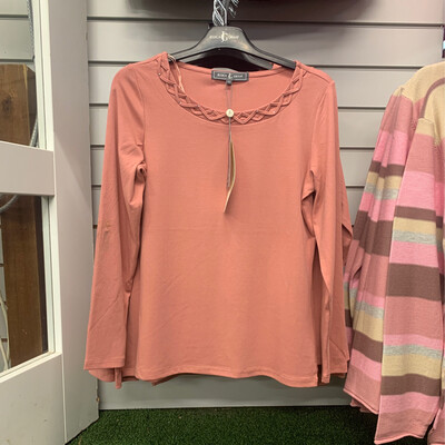 Women's Rose Plain Top with Neck Detail
