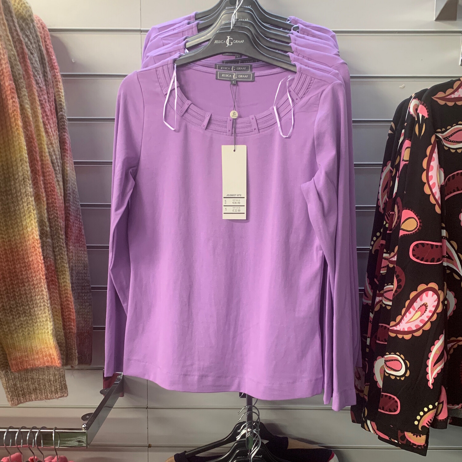 Women's Lilac Plain Top with Neck Detail