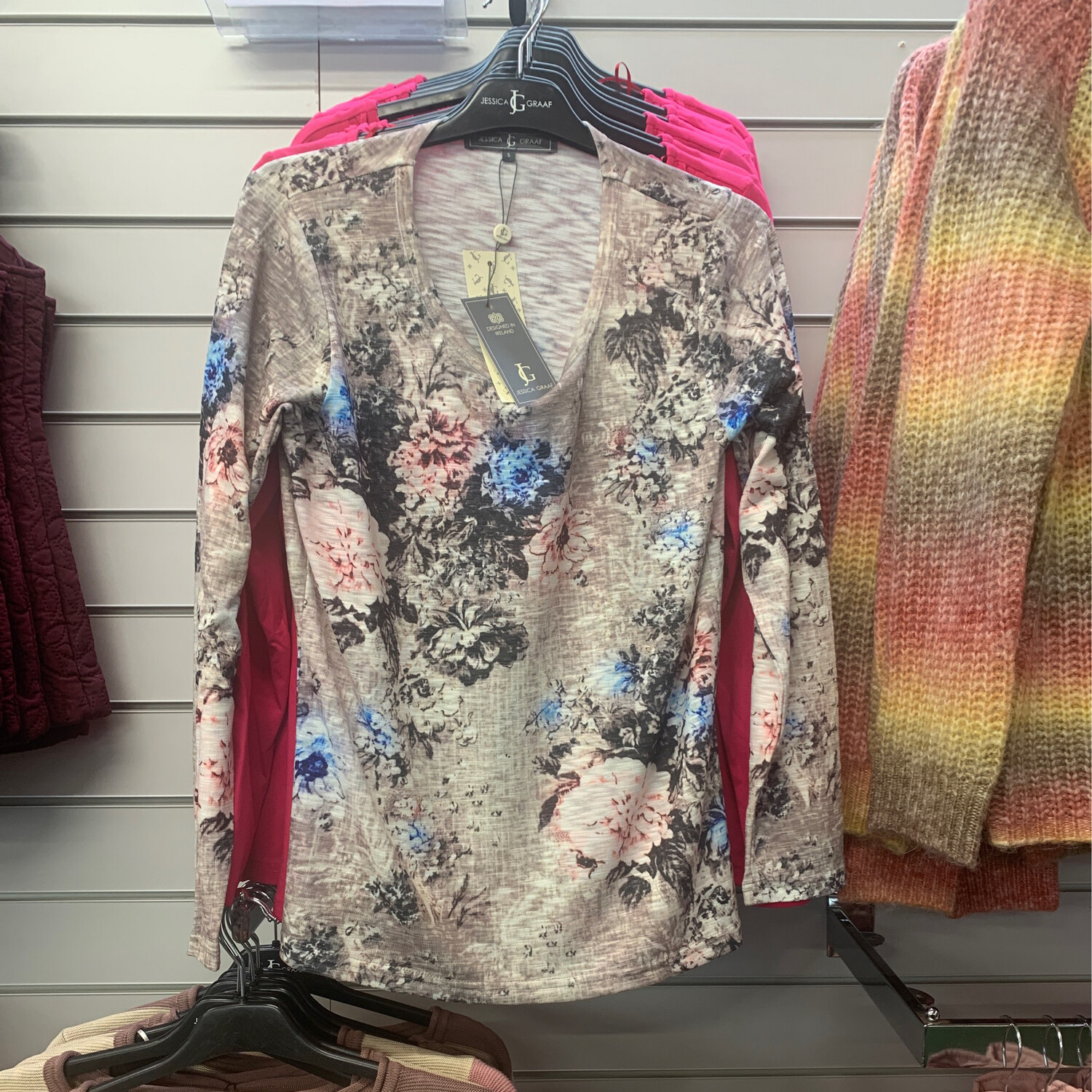 Women's Taupe Round Neck Printed Short Sleeves Top