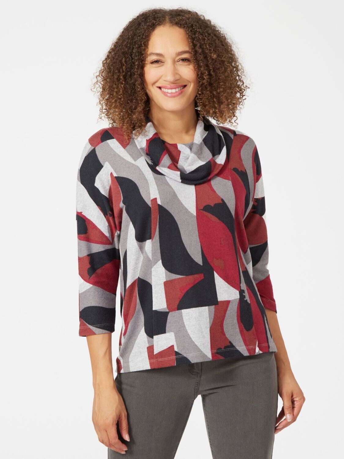 Women's Chevron Abstract Cowl Neck Top