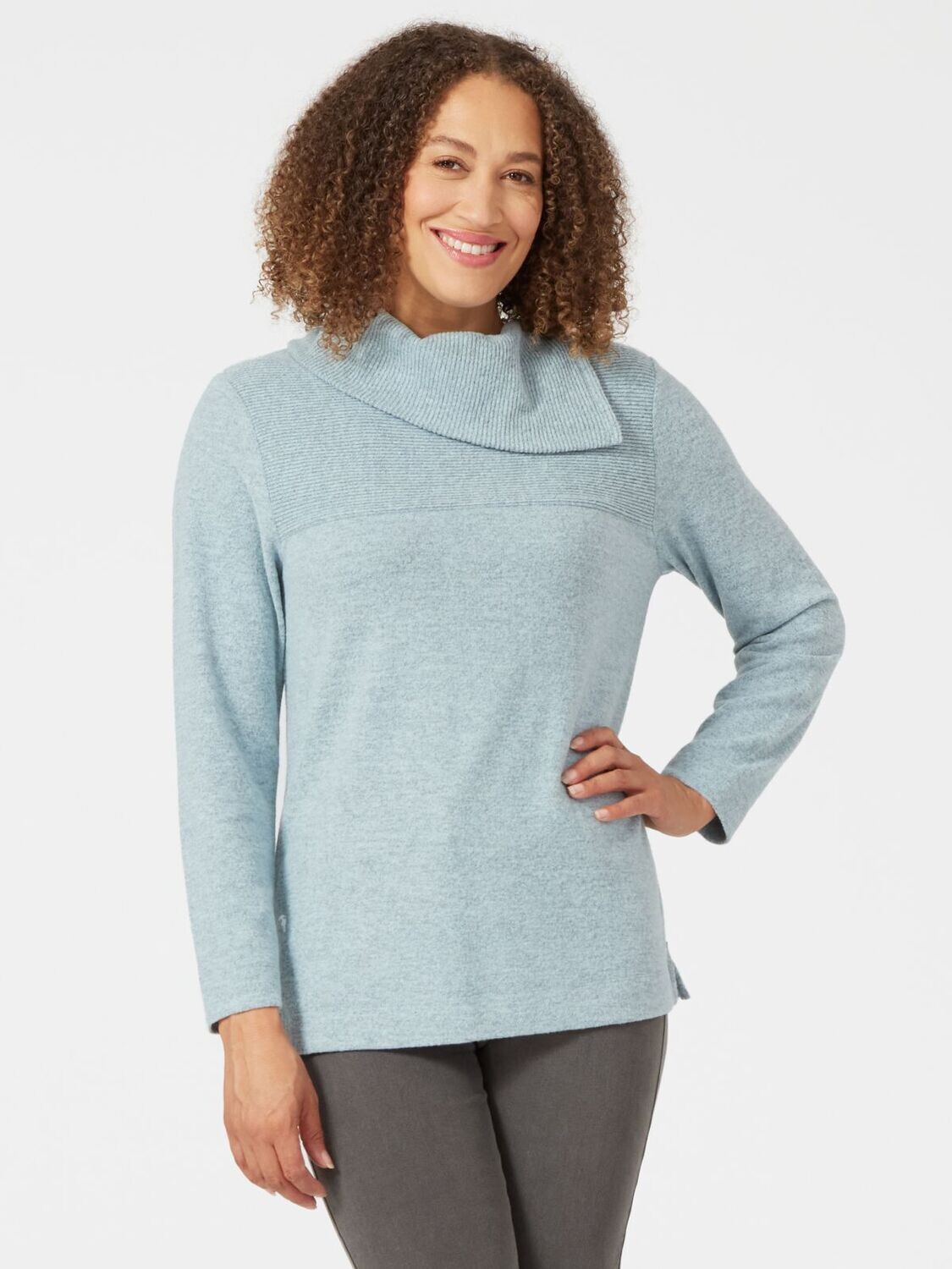 Women's Cowl Neck Rib Top