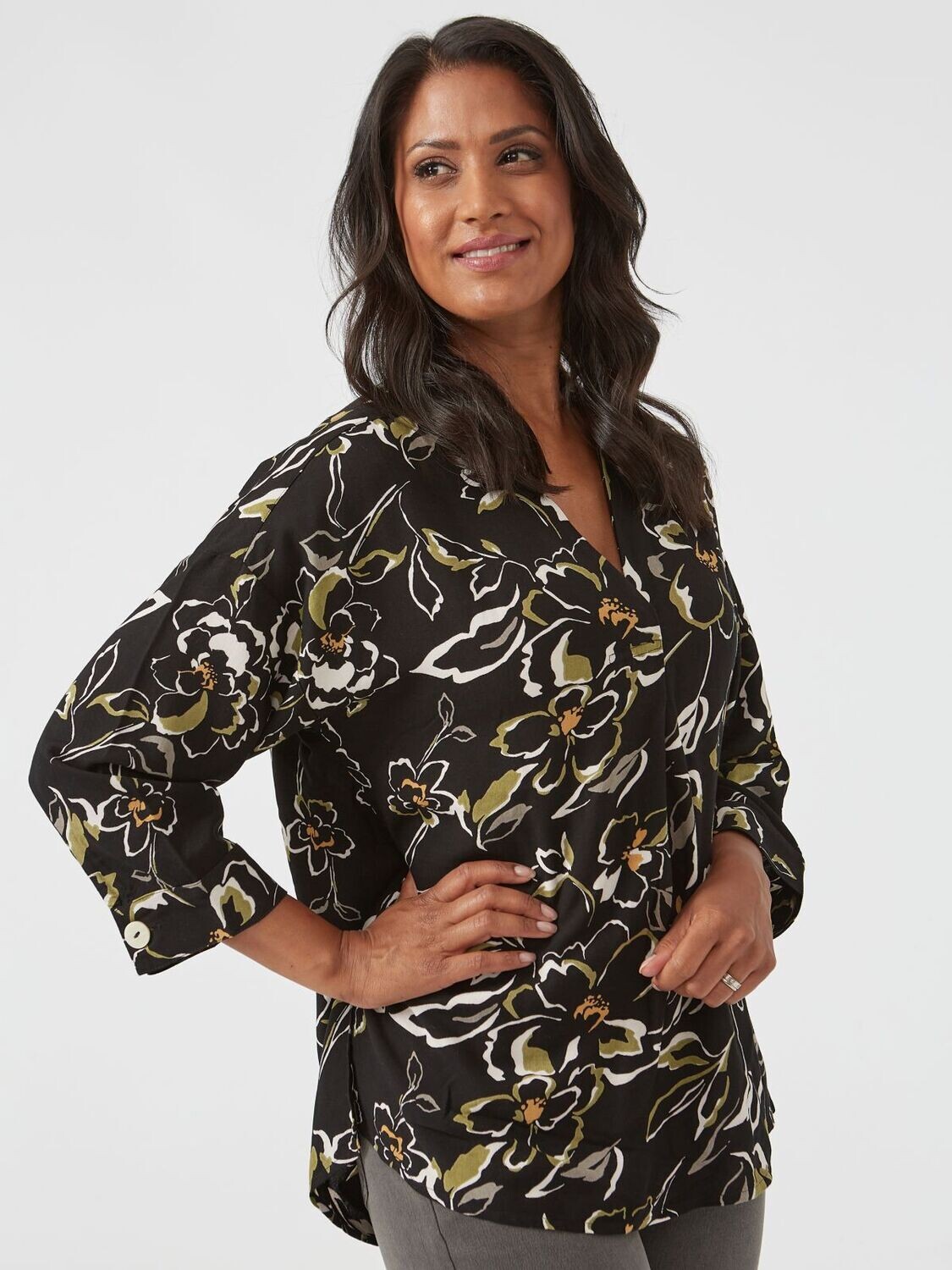 Women's Floral All Over Print Notch Neck