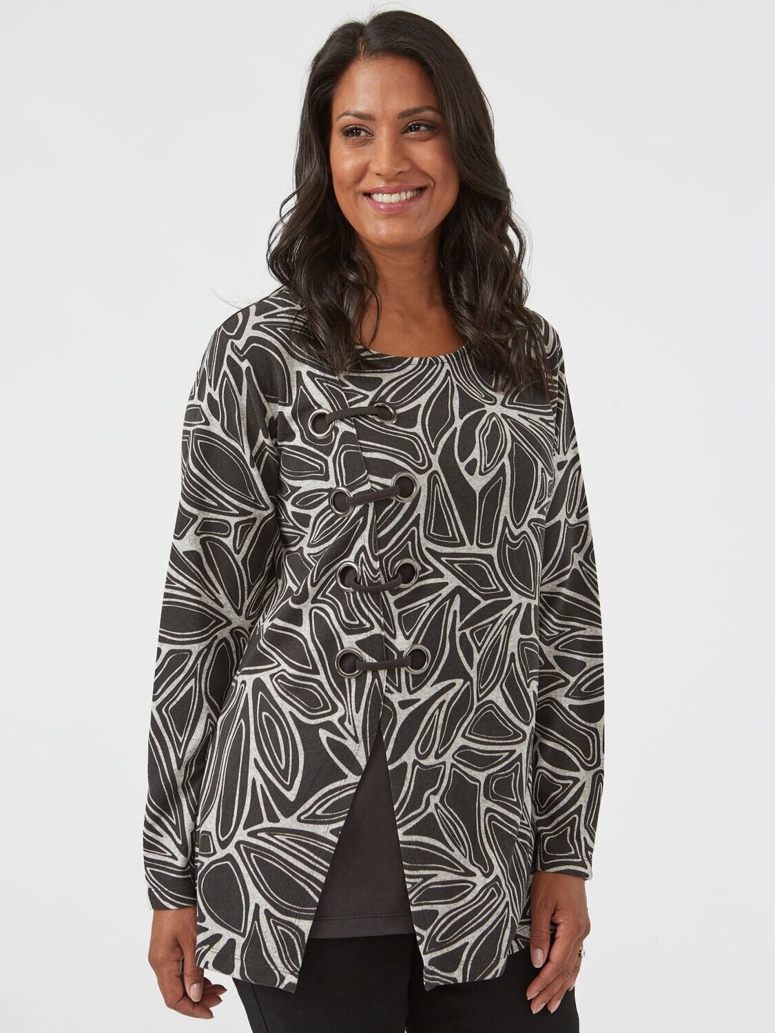 Women's Asymmetrical Eyelet Print Top