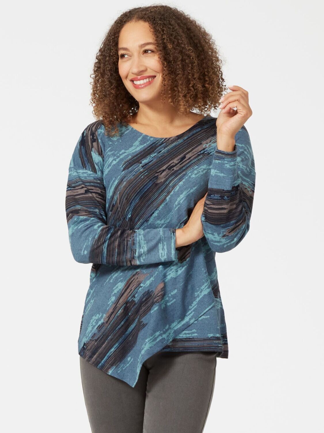 Women's Asymmetrical Paint Stripe Top
