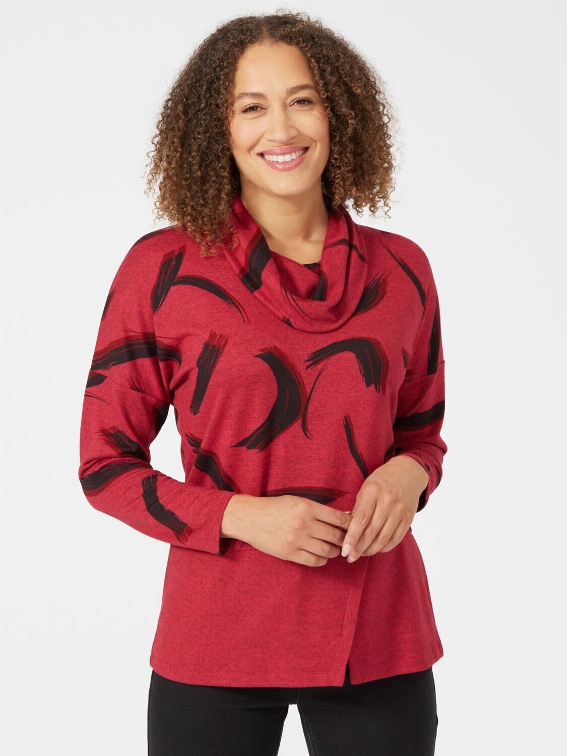 Women's Brushstroke Cowl Neck Top