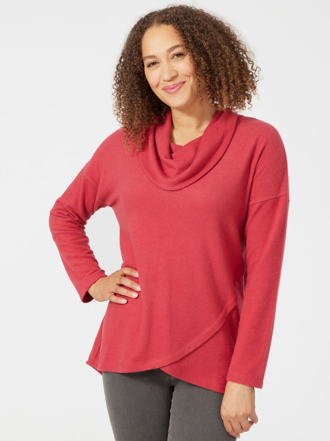 Women's Paprika Cross Over Cowl Neck Top