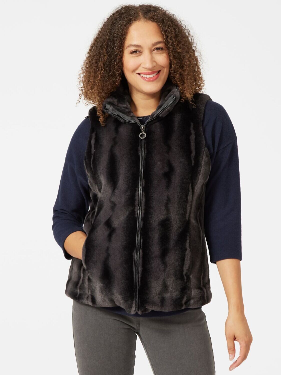 Women's Charcoal & Flint Faux Fur Gilet