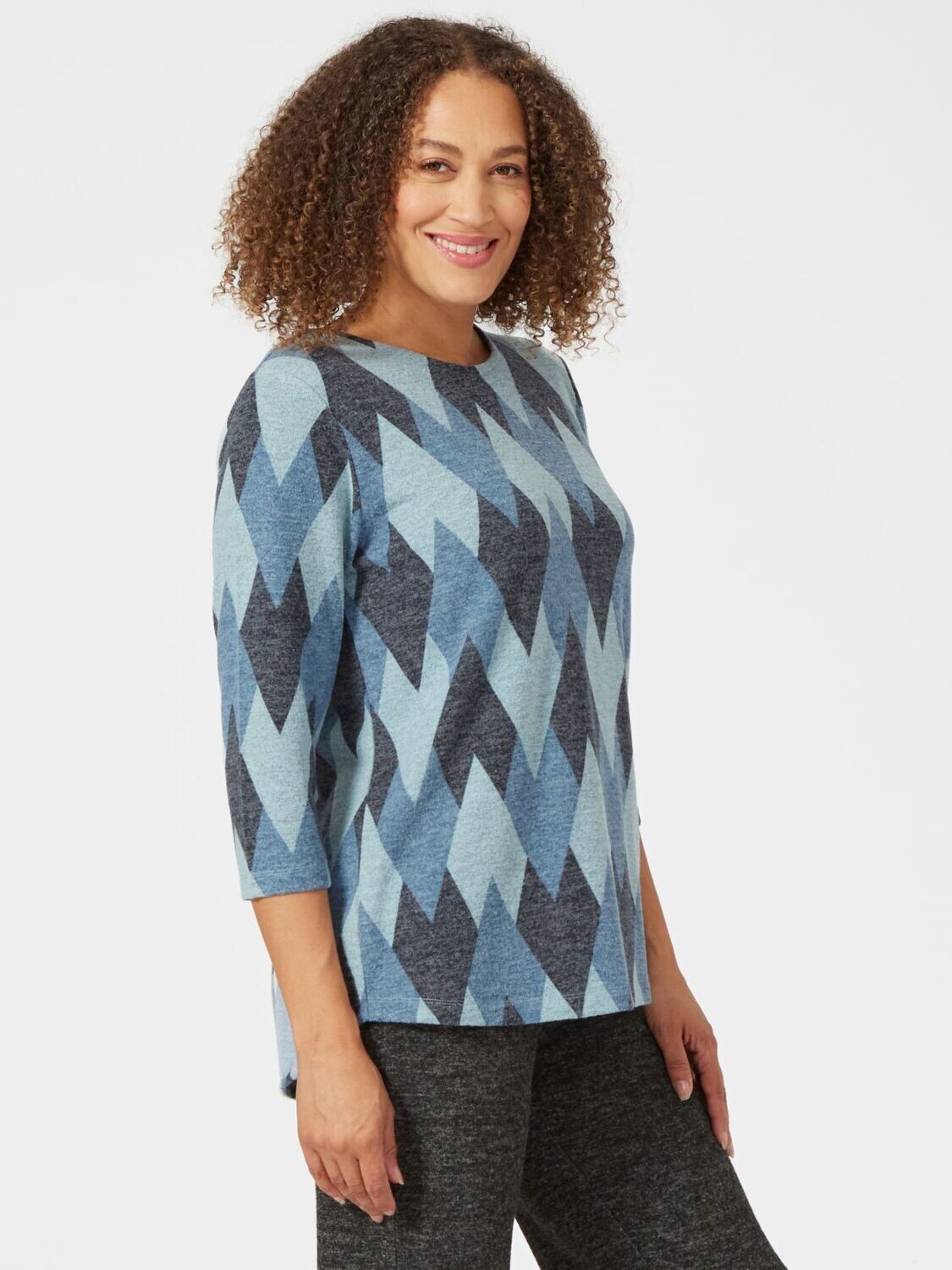 Women's Tonal Argyle Print Top