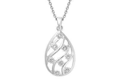 Indulgence | Silver Crystal Teardrop Flower Necklace