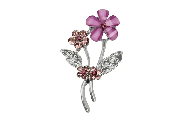 Indulgence | Rhodium Purple Flowers Brooch