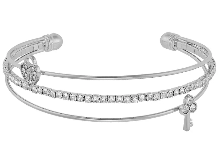 Indulgence | Rhodium Crystal Lock & Key Bangle