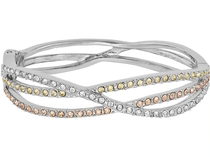 Indulgence | Rhodium 3 Bar Crystal Bangle