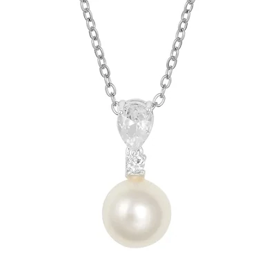 Indulgence | Rhodium CZ Crystal Pearl Necklace