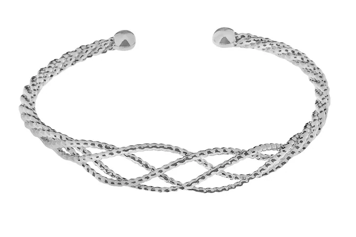 Indulgence | Plaited Cuff Silver Bangle