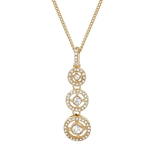 Indulgence | Gold Crystal 3 Ring Drop Necklace