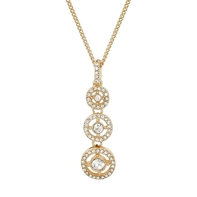 Indulgence | Gold Crystal 3 Ring Drop Necklace